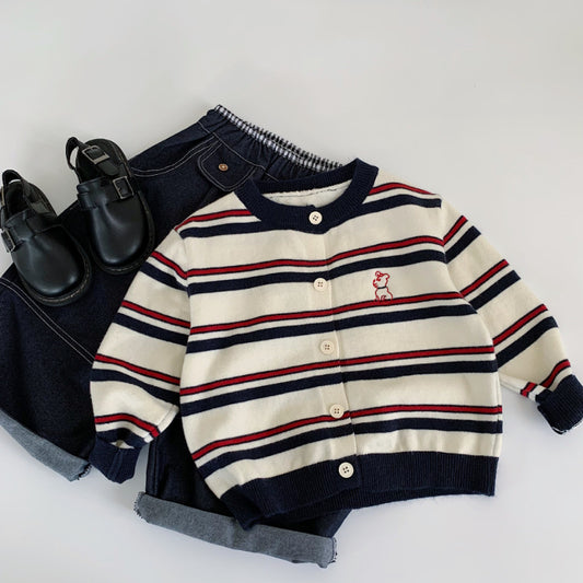 【BABY&KID】小犬刺繍ニットカーディガンSK100504