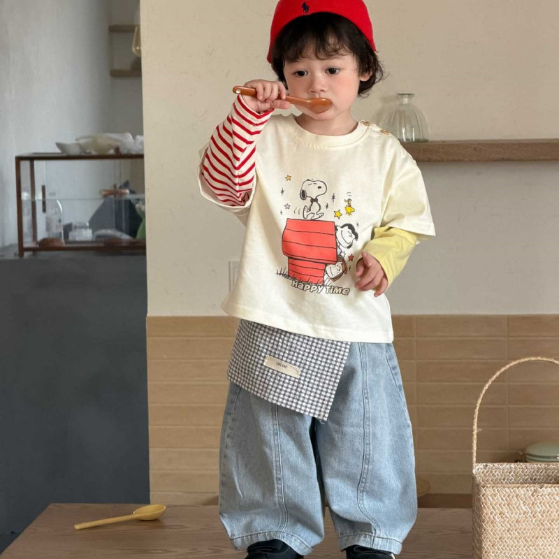 【BABY&KID】カートゥーンプリント長袖、ストレートデニムパンツSK104006
