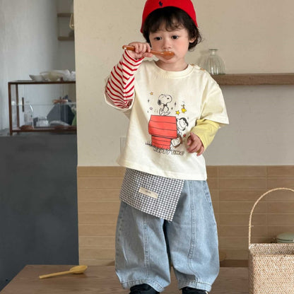 【BABY&KID】カートゥーンプリント長袖、ストレートデニムパンツSK104006