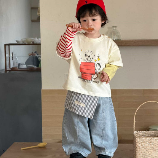 【BABY&KID】カートゥーンプリント長袖、ストレートデニムパンツSK104006