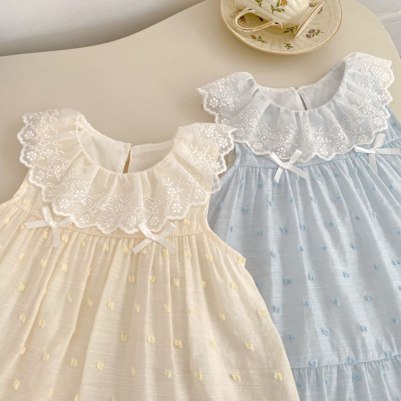 【BABY&KID】夏新作レースラウンドネックジャカードワンピースSK106404