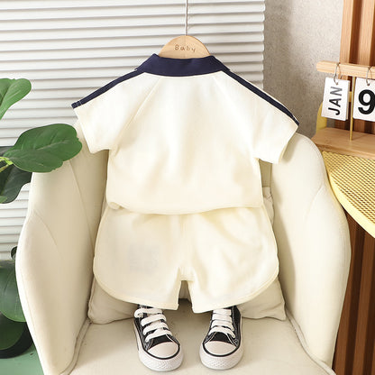 【BABY&KID】夏新作 ナンバーカラーシャツ半袖セットアップSK092629