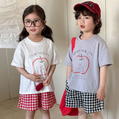 【BABY&KID】夏新作 アップルモチーフTシャツセットアップSK072105