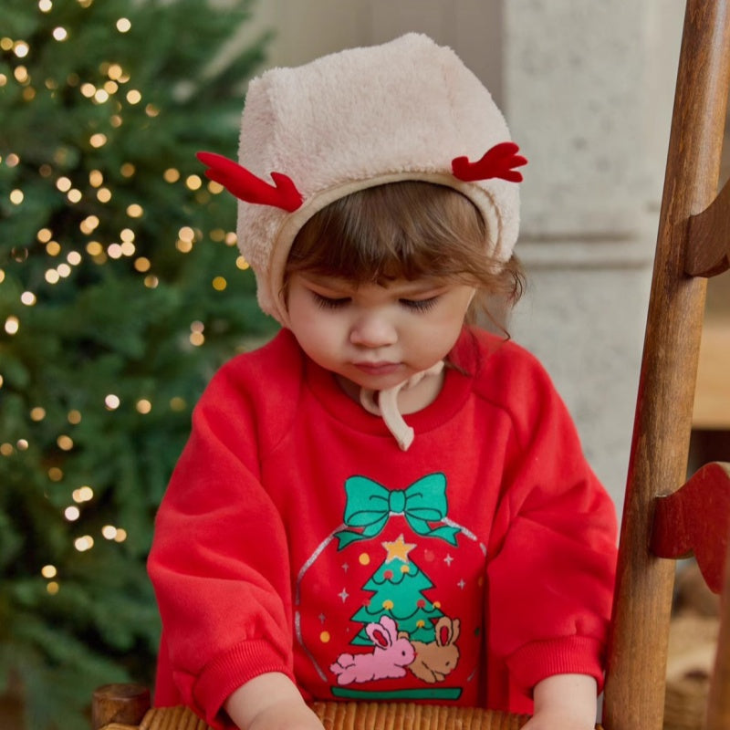 【BABY】ツリー＆うさぎ柄ロンパース、蝶結びレギンス、角帽子SK102816