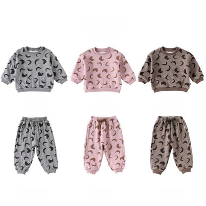 【BABY&KID】北欧風月プリントクルーネックセットアップSK102333