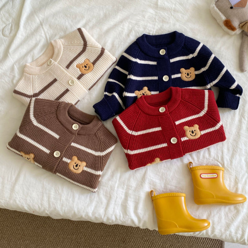 【BABY】ボーダーくまさんニットセットアップSK092909
