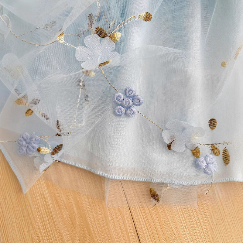 【BABY&KID】夏新作 刺繍アップリケ小花キャミワンピースSK091122