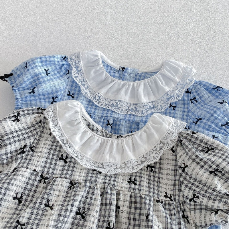 【BABY】夏新作 蝶結びパフスリーブロンパースSK104911