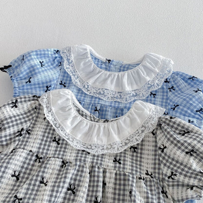 【BABY】夏新作 蝶結びパフスリーブロンパースSK104911