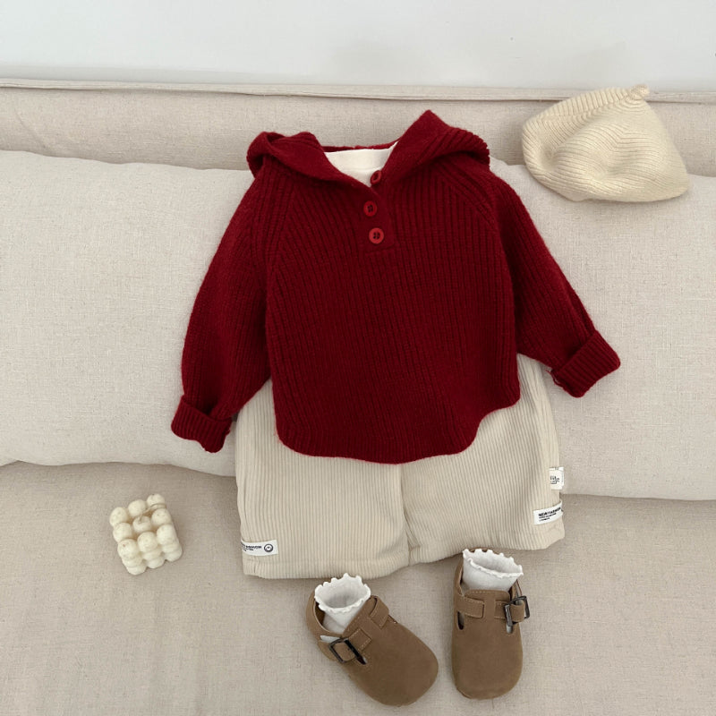【BABY&KID】冬新作フード付きニットプルオーバーSK103011