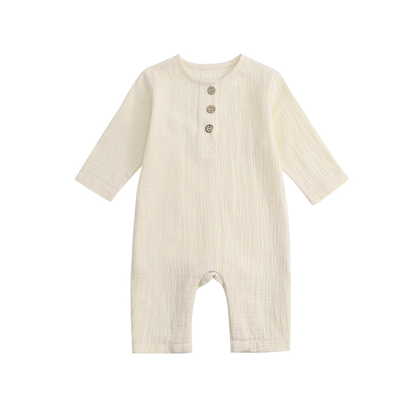 【BABY&KID】北欧風 ボーダーボタン付けオールインワンSK012523