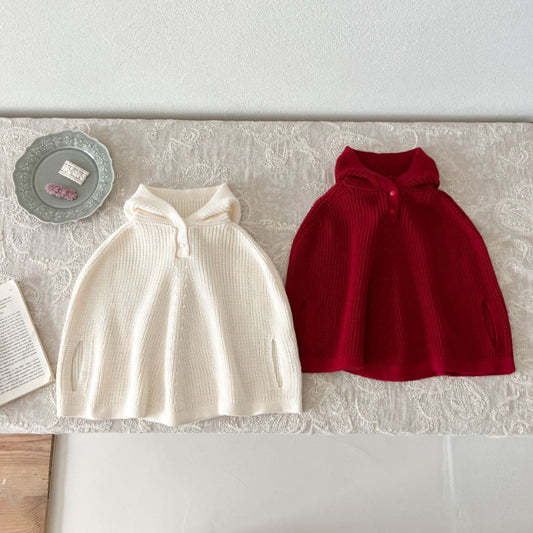 【BABY&KID】ガーリー フード付ニットポンチョSK101544