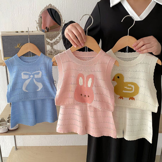 【BABY&KID】夏新作 カートゥーンニットノースリーブセットアップSK072007