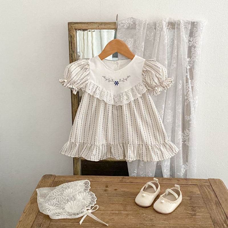 【BABY&KID】夏新作 ストライプパフスリーブワンピースSK080113