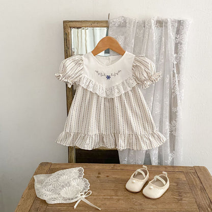 【BABY&KID】夏新作 ストライプパフスリーブワンピースSK080113