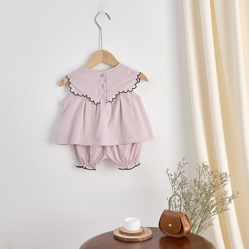 【BABY】夏新作 刺繍ノースリーブセットアップSK081522