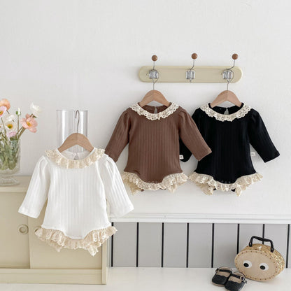 【BABY】レースクルーネックリブロンパース、レースレギンスSK100726