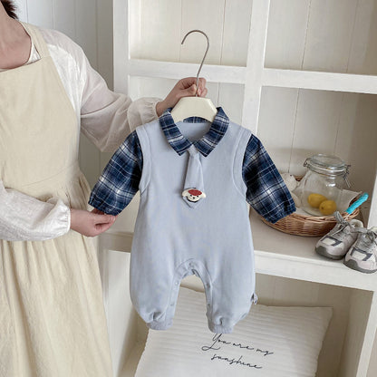 【BABY】重ね着風ネクタイカバーオールSK103411