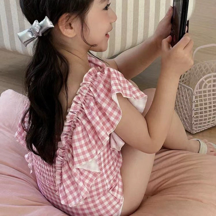 【BABY&KID】夏新作 ピンクチェック柄水着SK090904