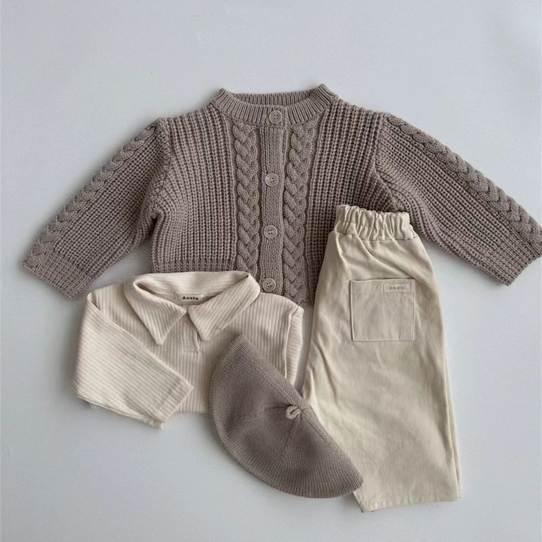【BABY&KID】レトロ暖かいケーブル編みセーターSK012821