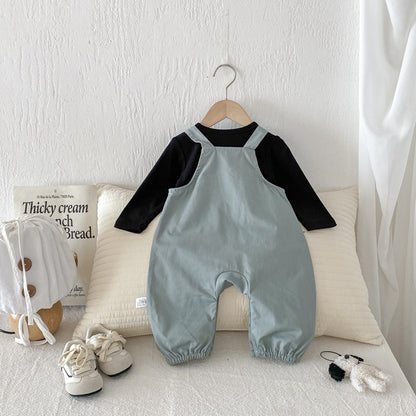 【BABY】大耳わんこサロペット、ブラックTシャツSK101909