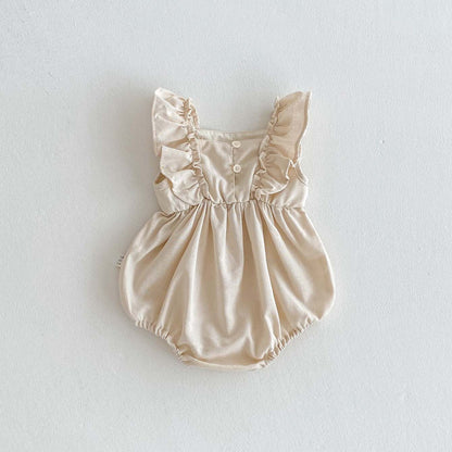 【BABY】夏新作 スウィート刺繍フリルロンパースSK062717