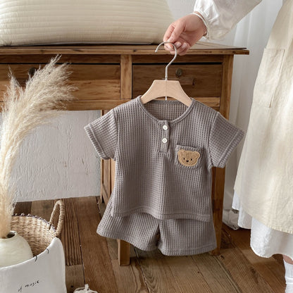 【BABY&KID】夏新作ワッフルくまセットアップSK105019
