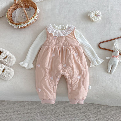 【BABY】冬新作お花刺繍レース襟カバーオールSK103112