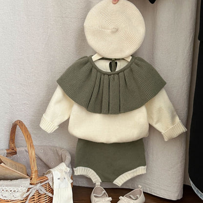 【BABY&KID】フリル襟ニット＆ショートパンツSK102330