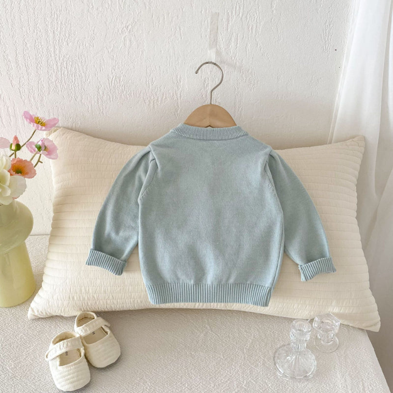 【BABY】レースハート蝶結びニットカーディガンSK092423