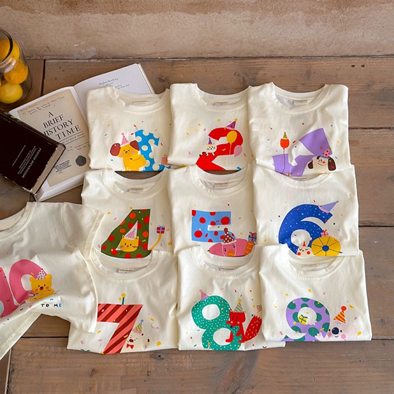 【BABY&KID】夏新作 コットンキャラクタープリント半袖TシャツSK091625
