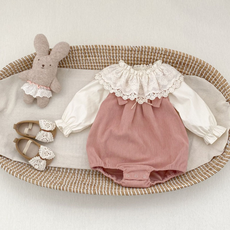 【BABY】蝶結びコーデュロイロンパースSK104107