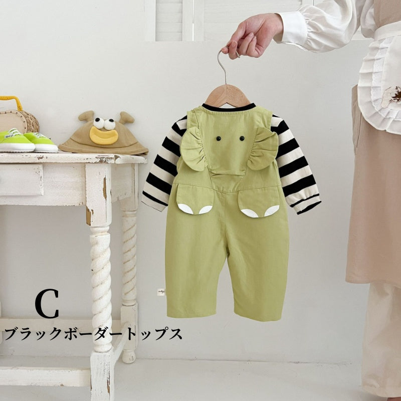 【BABY】ゾウサロペット、ボーダートップスSK100330