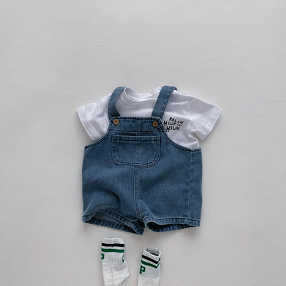 【BABY&KID】夏新作 デニムショートサロペットセットSK062723