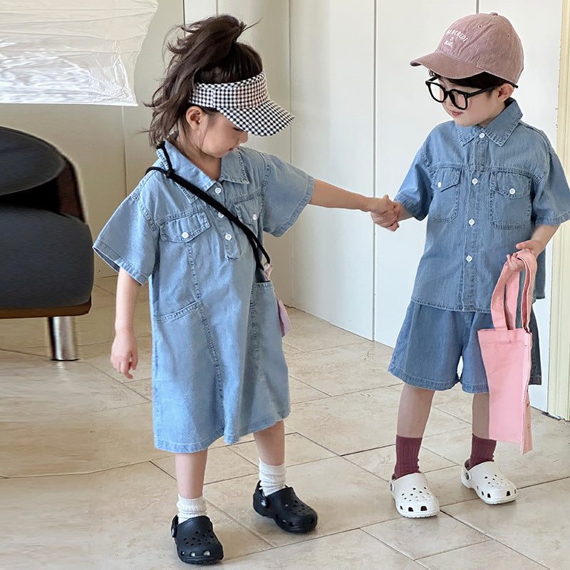 【BABY＆KID】夏新作 おしゃれビッグポケットデニムセットSK063014
