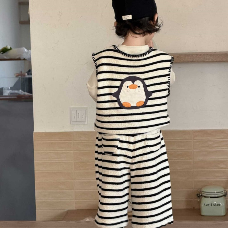 【BABY&KID】ペンギンボーダーベストセットアップSK104310
