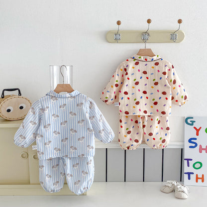 【BABY】レインボー、ボーダー小犬セットアップSK100529