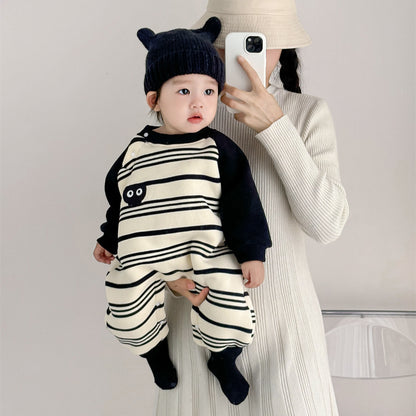 【BABY】冬新作ボーダーあったかカバーオールSK103221