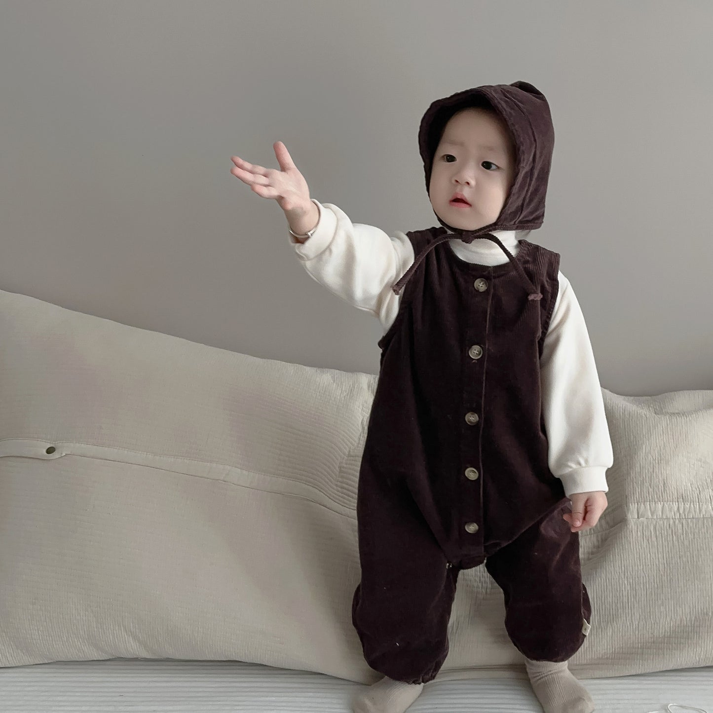 【BABY】コーデュロイサロペット、無地トップスSK010328