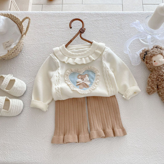 【BABY】くまニットトップス＆フレアパンツセットSK092403