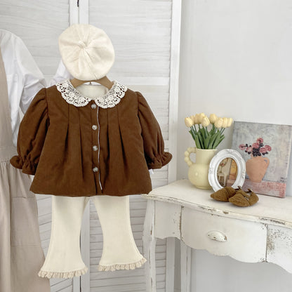 【BABY&KID】冬新作レース襟裏起毛コットンコートSK102731