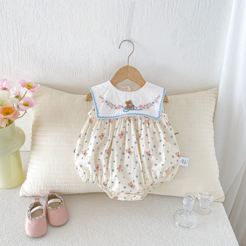 【BABY】夏新作くま小花柄ロンパースSK106415