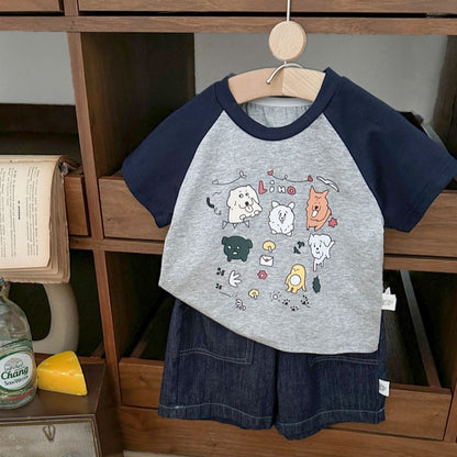 【BABY&KID】夏新作 ゆるかわキャラプリント半袖TシャツSK092115