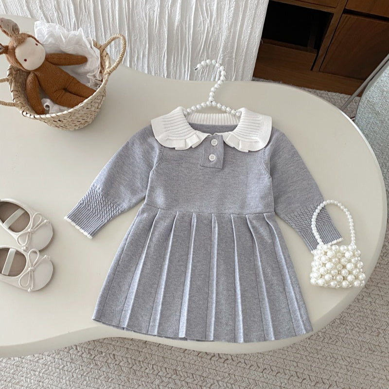 【BABY&KID】韓国風ニットプリーツワンピースSK092703