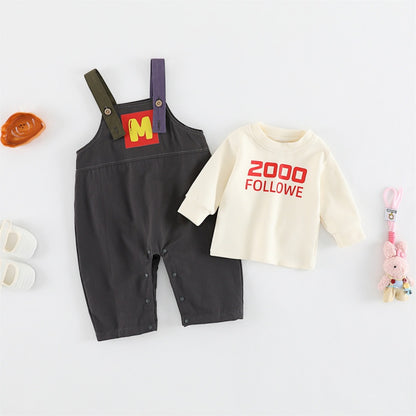 【BABY】ロゴサロペット＆長袖トップスSK106716
