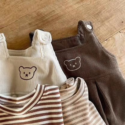 【BABY】くまサロペットロンパース&ボーダーTシャツSK101515