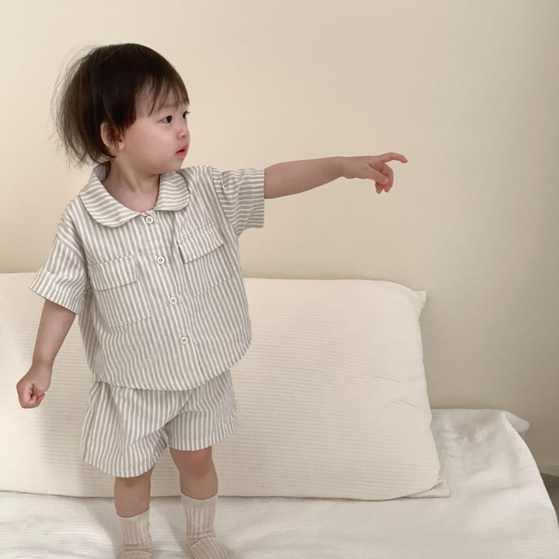 【BABY&KID】夏新作 韓国風ストライプ、チェックセットアップSK092222