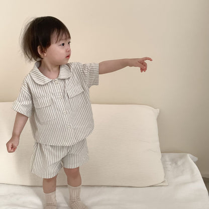 【BABY&KID】夏新作 韓国風ストライプ、チェックセットアップSK092222