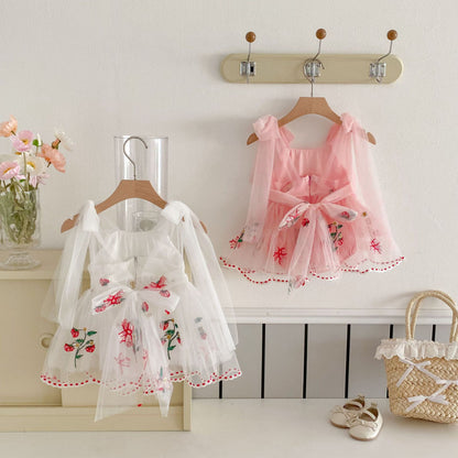 【BABY】夏新作 いちご刺繍リボンロンパースワンピSK081707