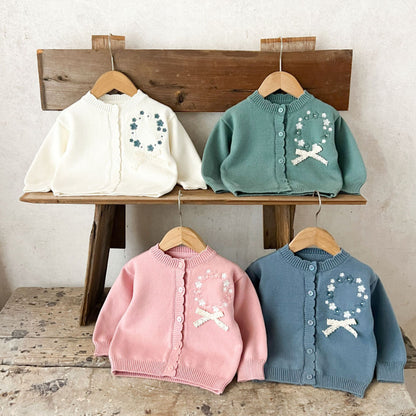 【BABY】コットン刺繍フリルニットカーディガンSK100820